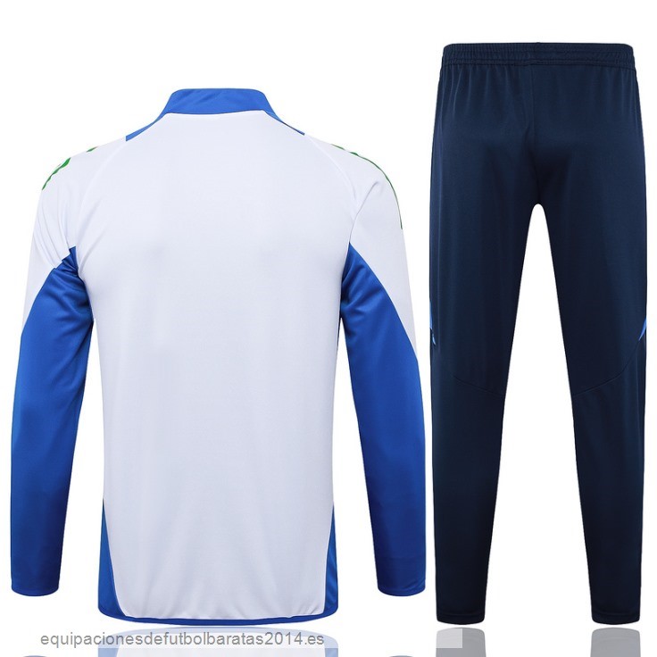 Nuevo Conjunto Completo Ropa Deportiva Con Cremallera Larga Italia 2024 Blanco Azul Marino Baratas
